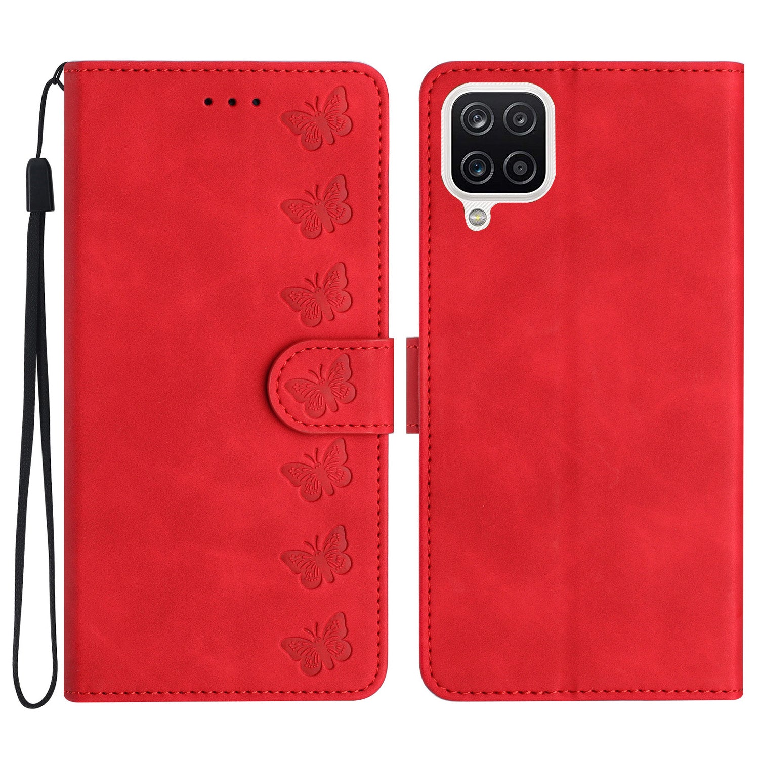 Leather Cover for Samsung Galaxy A22 4G (EU Version) Butterfly Imprinted Stand Wallet Drop-proof Case Leather Cover for Samsung Galaxy A22 4G (EU Version) Butterfly Imprinted Stand Wallet Drop-proof Case